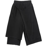 Itooh Mens New Casual Pants Loose Wide-leg Pants Japanese Streetwear Summer Street Y2k Double-layer Tie Cropped Trousers Genderless