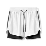 Itooh new Summer new fashion men's shorts quick-drying 2-in-1 multi-pocket double-layer shorts fitness lace-up sports pants