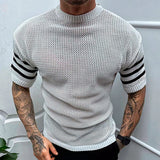 Itooh Fashion Patchwork Short Sleeve Men's Knit Tops  Spring Summer Casual Crew Neck Pullover Tee Men Clothing T Shirt Streetwear