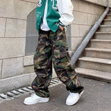 Itooh High Street Retro Hiphop Pants Baggy Camouflage Cargo Pants Men's Straight Skateboard Street Dance Jogger Pants Trendy Tie Foot