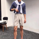 Itooh Spring Summer Fashion Mens Shorts Streetwear New Casual Tie-up Belt Design Shorts For Men Trendy High Waist Straight Shorts