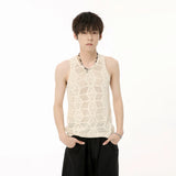 Itooh  Men's Wear 2024 Summer Solid Color Round Neck Hollow Out Knitted Vest Casual Korean Style Streetwear Tank Top Sleeveless T-shirt