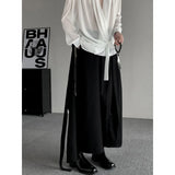 Itooh Niche Style Men's Casual Skirt Pants Ribbon Design Loose Straight Wide Leg Ankle-length Pants Male Trousers New 2024 Summer