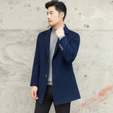 Itooh  Men's cardigan 100% wool coat casual knitted long sleeved coat men's lapel pure wool new double-sided woolen coat