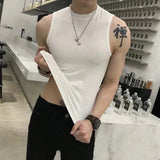 Itooh Summer Trend Vest Men's Tight Turtleneck Sleeveless Cotton Vest Male Slim Fitness Stretch Tank Tops Bottoming Shirt Streetwear