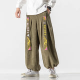 Itooh Chinoiserie Belt Fashion Loose Casual Men's Harajuku Corduroy Sports Pants Jogging Pants Plus Size Couple Ladies Harem Pants