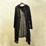 Itooh NEW Fashion Coat Black robe Translucent Linen cloak Thin Trench Men Gothic long coat mysterious Dustcoat Men Cardigan Spring