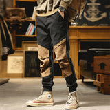 Itooh 2024 Spring Summer New Casual Mens Cargo Pants Streetwear Fashion Contrast Color Patchwork Trousers For Men Vintage Pocket Pants