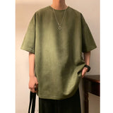 Itooh Suede T-shirt Men Oversized Fashion Solid Color Retro T Shirt Men Streetwear Summer Loose Short Sleeved T-shirt Mens Top M-3XL