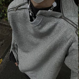 ITOOH Men's Chic Zipper Sweatshirt Light Luxury Long Sleeve Solid Color O Neck Korean Popular Retro Loose Leisure Streetwear Clothing