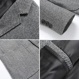 Itooh  Men's Woolen Suit Flat Lapel Men's Suit Jacket Fashion Urban Straight Tube Type Three-grain Single-breasted Suit Jacket