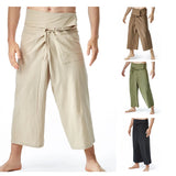 Itooh Linen Summer Thai Fisherman Wrap Pants Cotton Men Women Loose Yoga Medieval Japanese Samurai Pants Unisex Kimono Trousers