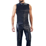 Itooh Mens Leather Small Turtleneck Tank Tops Zipper Sexy Sleeveless Tops Man Party Clubwear Tight Vest Nightclub Seductive Menswear