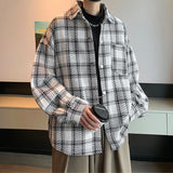 ITOOH Men's Light Luxury Harajuku Texture Plaid Shirt Jacket Leisure Fashion Long Sleeve Korean Popular Button-down Premium Coat