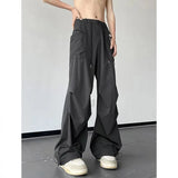 Itooh Quick-drying Cargo Parachute Pants Men Summer Thin American Hiphop Streetwear Loose Straight Mopping Pants Overalls Men's