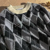 ITOOH Knit Sweater Male Pullovers Spliced Men's Clothing Icon Plaid Argyle Korean Style Warm 2024 Trend Baggy Thick Winter A Cotton X