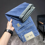 Itooh Summer Men's Ultra-thin Denim Shorts Chinese Embroidery Classic Fashion Straight Shorts Business Casual Short Jeans Male