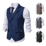 Itooh New Men's Brown Vest Suit Vest Single breasted Designer Brand Sleeveless Formal Coat Top Adult Dress Tuxedo