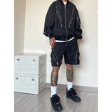 Itooh  American style high street wind assault shorts men zipper design Harajuku casual tooling outdoor five-point pants summer