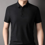 Itooh  Men's Summer Hollow Short-sleeved Polo Shirt: Ice Silk, Breathable, Business Fashion