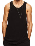 Itooh  Hip Hop O Neck Straps Ripped Tank Tops Men Streetwear Fashion Solid Color Slim Vest Mens 2024 Summer Trendy Sleeveless Camisoles