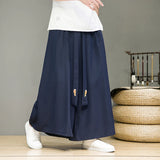 Itooh Chinese Style Men Streetwear Black Wide Leg Pants Men Women Punk Gothic Hip Hop Skirt Pants Man Ice Silk Bottoms Trousers