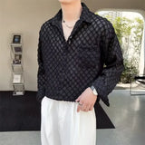 Itooh Fashion Handsome Shirt Men Translucent Plaid shirt Streetwear Lapel Long Sleeve Button Camisas Party Sexy Men Clothing S-2XL