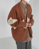 Itooh  Men's Brown Y2K Knit Sweater Cardigan Retro Winter Blouse Outerwear Knitwear Korean Autumn Clothes Male