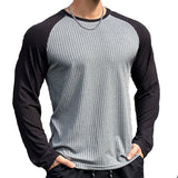 Itooh Gym Fitness T-shirt Men Long Sleeve Splice color Shirt Male Bodybuilding Tees Tops Running Sports Quick Dry Training Clothing