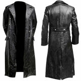 Itooh Winter Oversized Long Men's Leather Windbreaker Double breasted Coat COS German Military Leather Coat