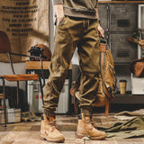 Itooh American Retro Function Pants Men's Loose Straight Military Jogger Beamed Harem Pants Pocket Pantaloons Travel Explore Wander