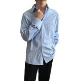 Itooh Blue White Long Sleeved Shirt Men Fashion Social Mens Dress Shirt Korean Loose Casual Shirts Mens Office Formal Shirt M-2XL