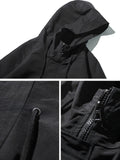 Itooh Spring Autumn Long Trench Coat Men Fashion Hooded Windbreaker Black Overcoat Casual Jackets