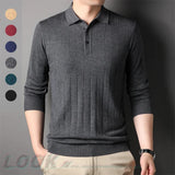 Itooh  New Men's Business Fashion Wool Blends Knitted Pullover | Lapel Polo Shirt | Classic Solid Color Pullover | Knitted Golf Sweater