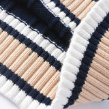 Itooh  Sweater Vest Men Thicken V-neck Sleeveless Knitted Sweaters Vests Striped Retro Preppy-style Simple Chic Loose Casual All-match