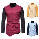 Itooh Spring and autumn men's long sleeved shirt personality casual diagonal button cute clothes evening dress luxury