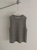 Itooh Hollow Out Knitted Tank Top For Men 2024 Summer Loose Sleeveless T-shirt Korean Style Trendy Round Collar Vests