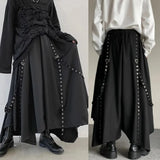 ITOOH Mens Gothic Rope Belt Decorated Irregular Skirt Pants Genderless Fashion Japanese Style Niche Dark Samurai Pants Hakama Unisex