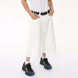 Itooh Korean Design Male Jeans Calf-length Pants Loose Wide Leg Trousers Straight Solid Color New Male Bottom Summer 2024