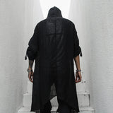 Itooh Punk rock hip hop black long shirt hooded cloak cardigan men linen oversize blouse Nightclub DJ singer gothic vintage streetwear