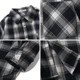 Itooh Men Classic Casual Plaid Shirt Long-Sleeved Chest Pocket Design Shirts Fashion Trend All-match Buttons Outer Wear Loose Daily