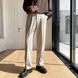 ITOOH New Draped Straight Men Pants Fashion Business Korean Loose Casual White Black Gray Wide-leg Trousers Male Blazer Suit Pants