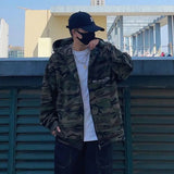 Itooh Men's Camouflage Hoodie Spring Autumn Loose Casual Versatile Zipper Cardigan Couples Hooded Coats Hip Hop Skateboard Streetwear