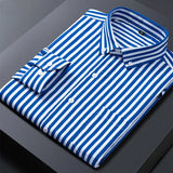 ITOOH 2024 Classic Striped Dress Shirt for Men, Slim Fit Business Long Sleeve Shirts Plus Size M-5XL Male Social Casual Shirts Outwear