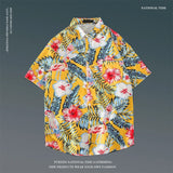 Itooh  Ins Summer Short Sleeve Floral Shirt Men's and Women's Handsome Hawaiian Beach Loose Shirt Harajuku Shirts for Men Factory 2024