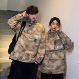 Itooh Couples' Coat Camouflage Cargo Stand Collar Jacket Men's Loose Versatile US Military Pullover Trend Outdoor Travel Street Wear