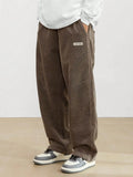 Itooh  Loose Men's Corduroy Trousers With Diagonal Pockets