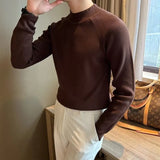 ITOOH Autumn Clothing Men's Luxury Knitted Pullover Sweater Casual Korean Solid Color Long Sleeve Basic Shirt Leisure Slim Knitwear