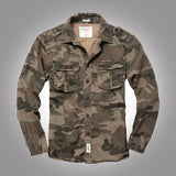 Itooh Men Camouflage Long-sleeved Shirt Ami Khaki Cotton Shirt Cargo Tooling Military Coat Thick Double Chest Pockets Jacket Outdoor