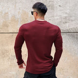 Itooh New Long Sleeve t shirt for Men Autumn Fashion Cotton Solid Color t-shirts Cozy Streetwear Men's t-shirt Long sleeve men tops